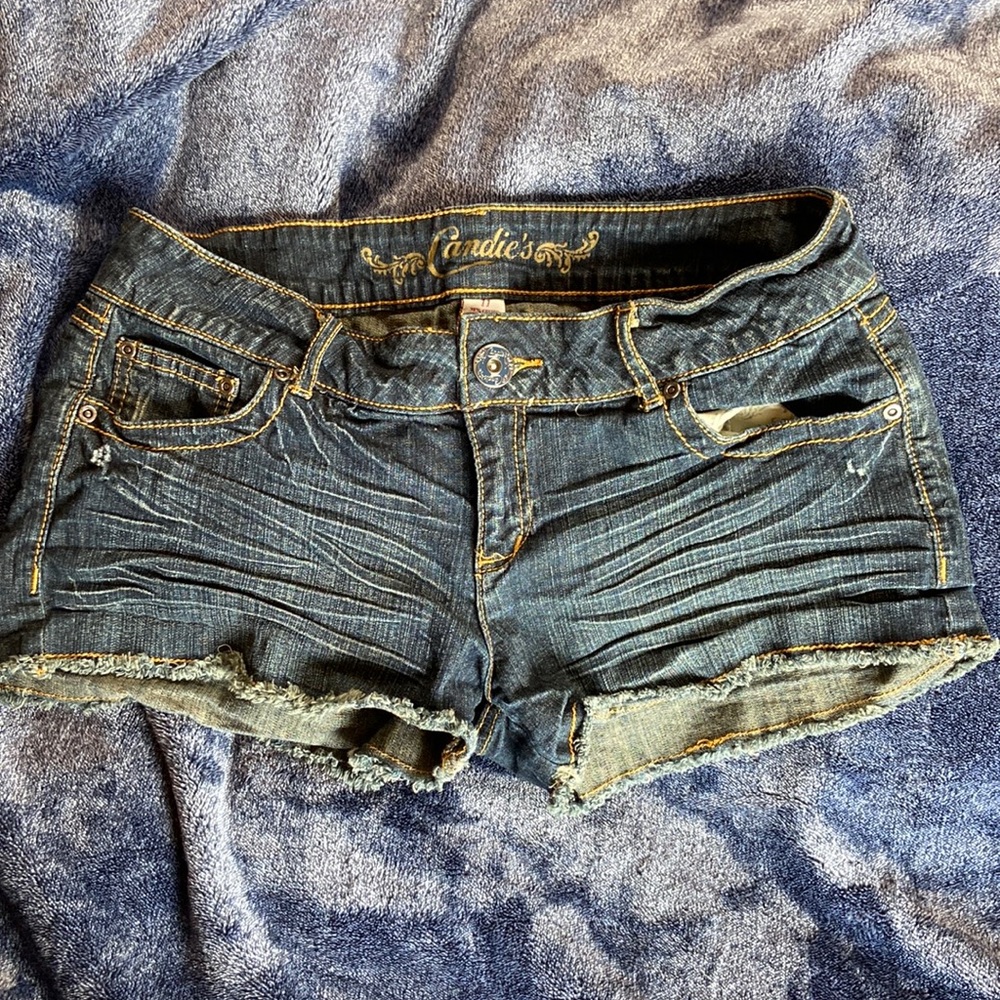 Candies brand, blue cut off jean shorts, juniors size 11
